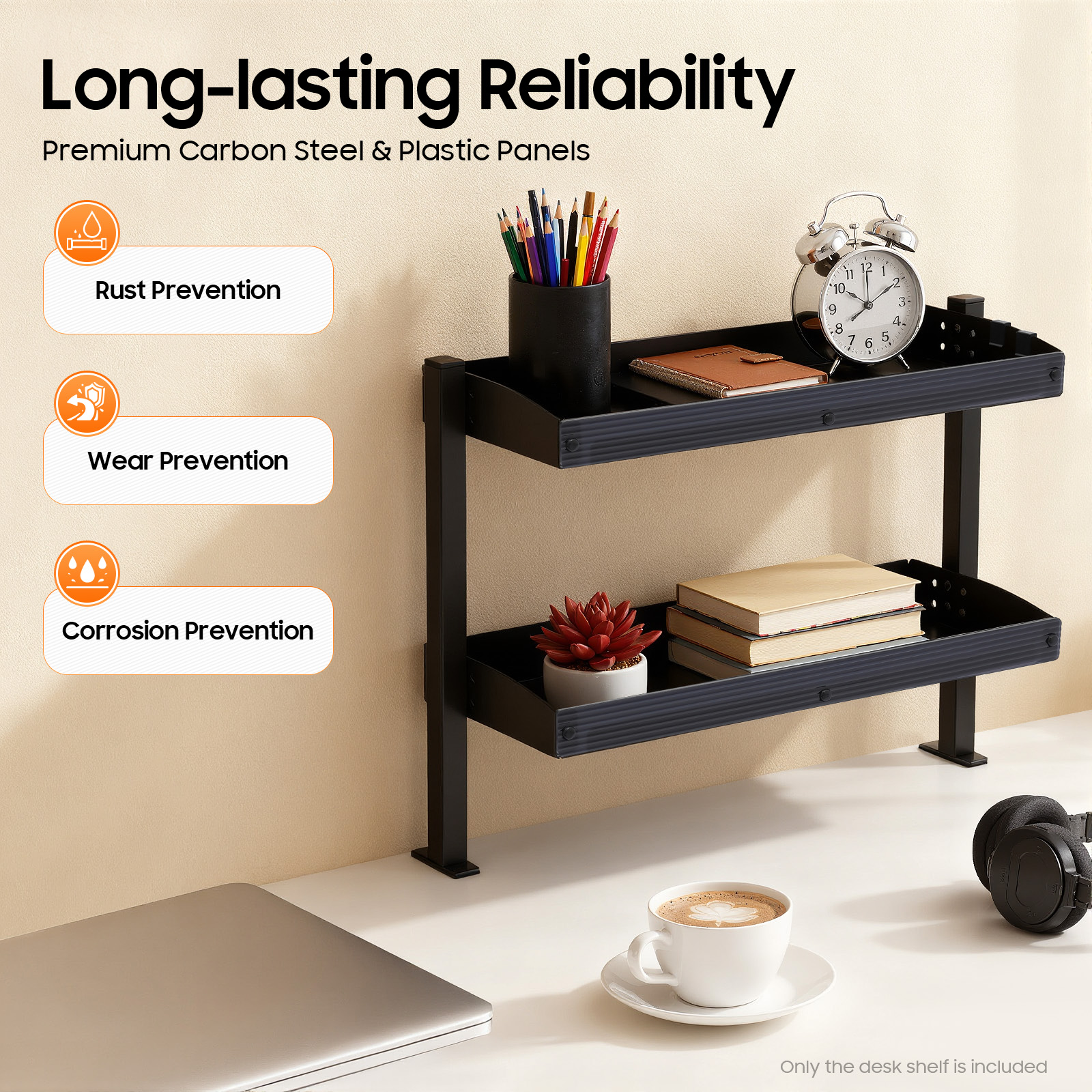 Desk Setup Shelf - Clamp-on Desk Shelf,Desktop or Under-Desk 2-Tier