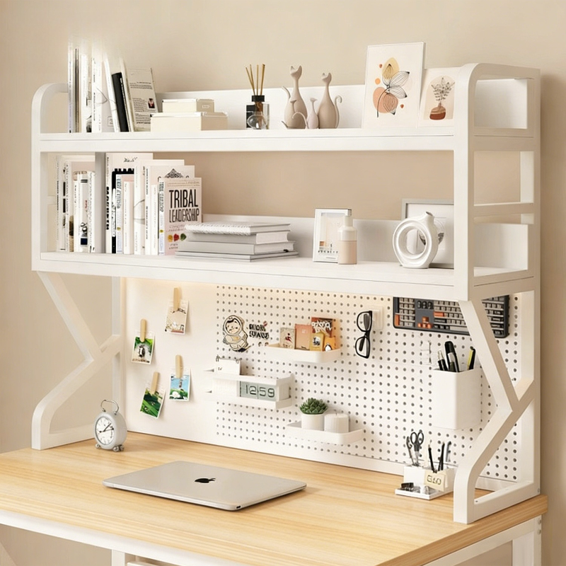 Desk Setup Shelf - Desktop Storage Shelf with Pegboard Organizer,