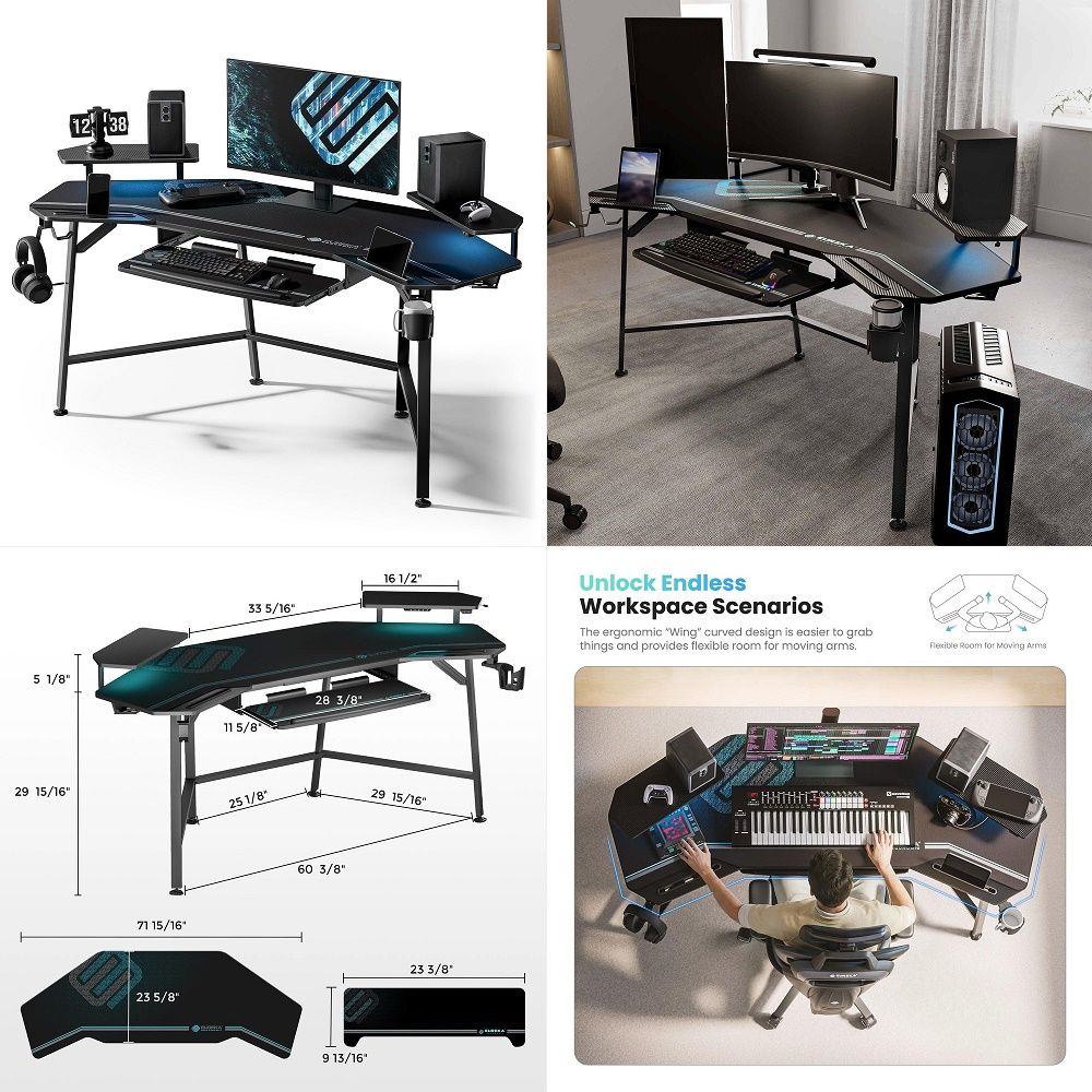 Desk Setup L Shaped - 71 x 30 inch Electric Standing