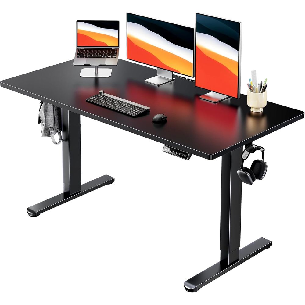 Desk Setup L Shaped - Electric Standing Desk, Whole Piece Desktop,