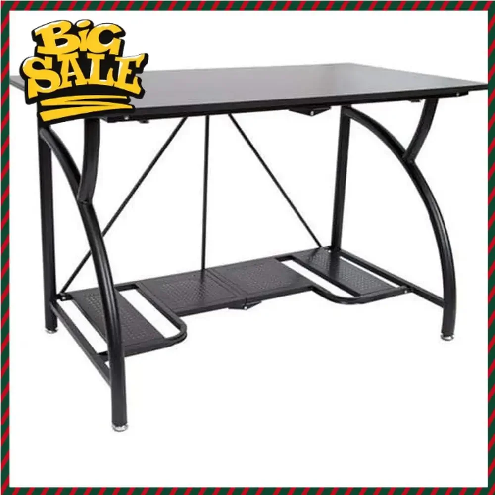 Desk Setup With Laptop And Monitor - Space-Saving Foldable Desk for Home Office,