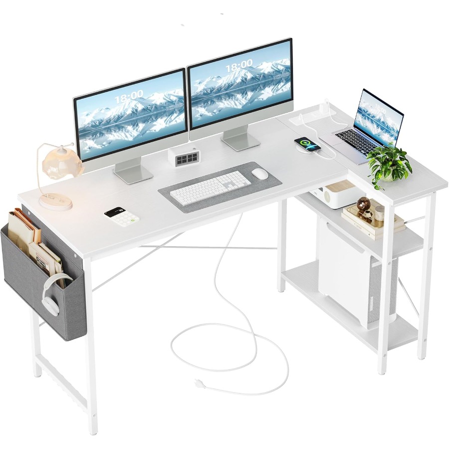 Desk Setup L Shaped - L Shaped Computer Desk with Builtin
