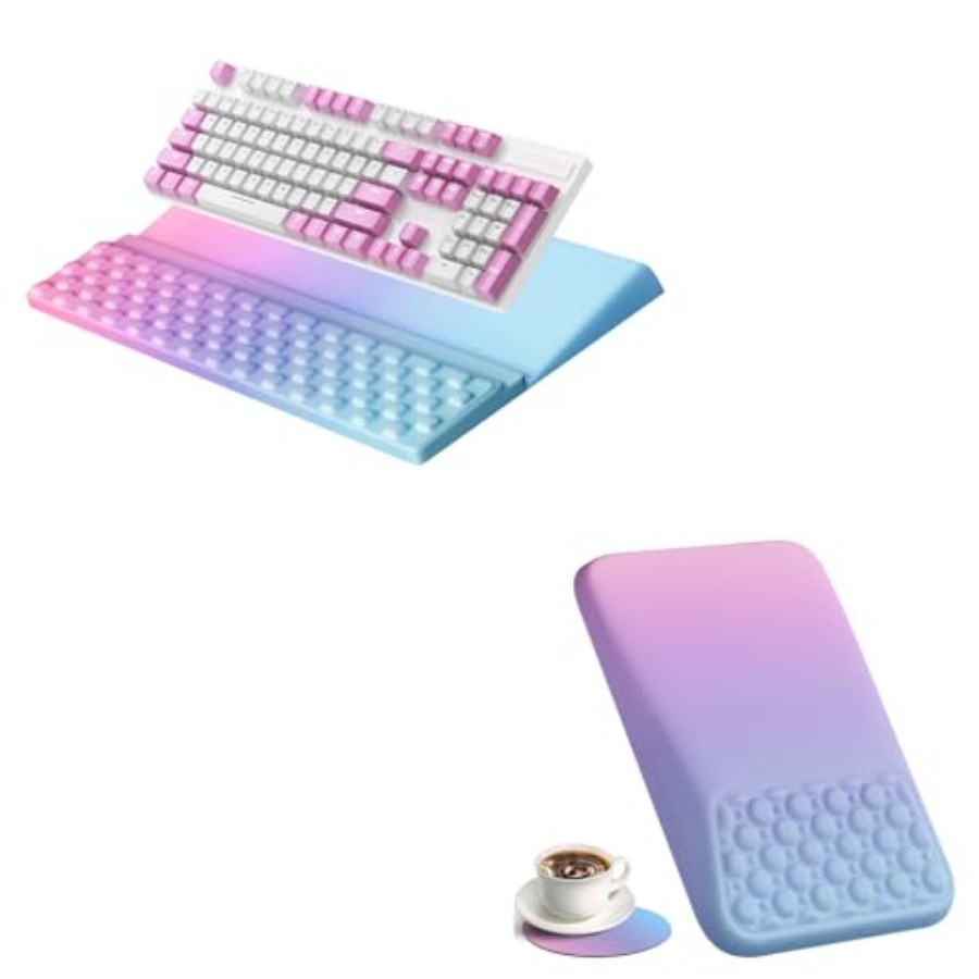 Desk Setup Ergonomics - Ergonomic Purple Keyboard Wrist Rest Pad