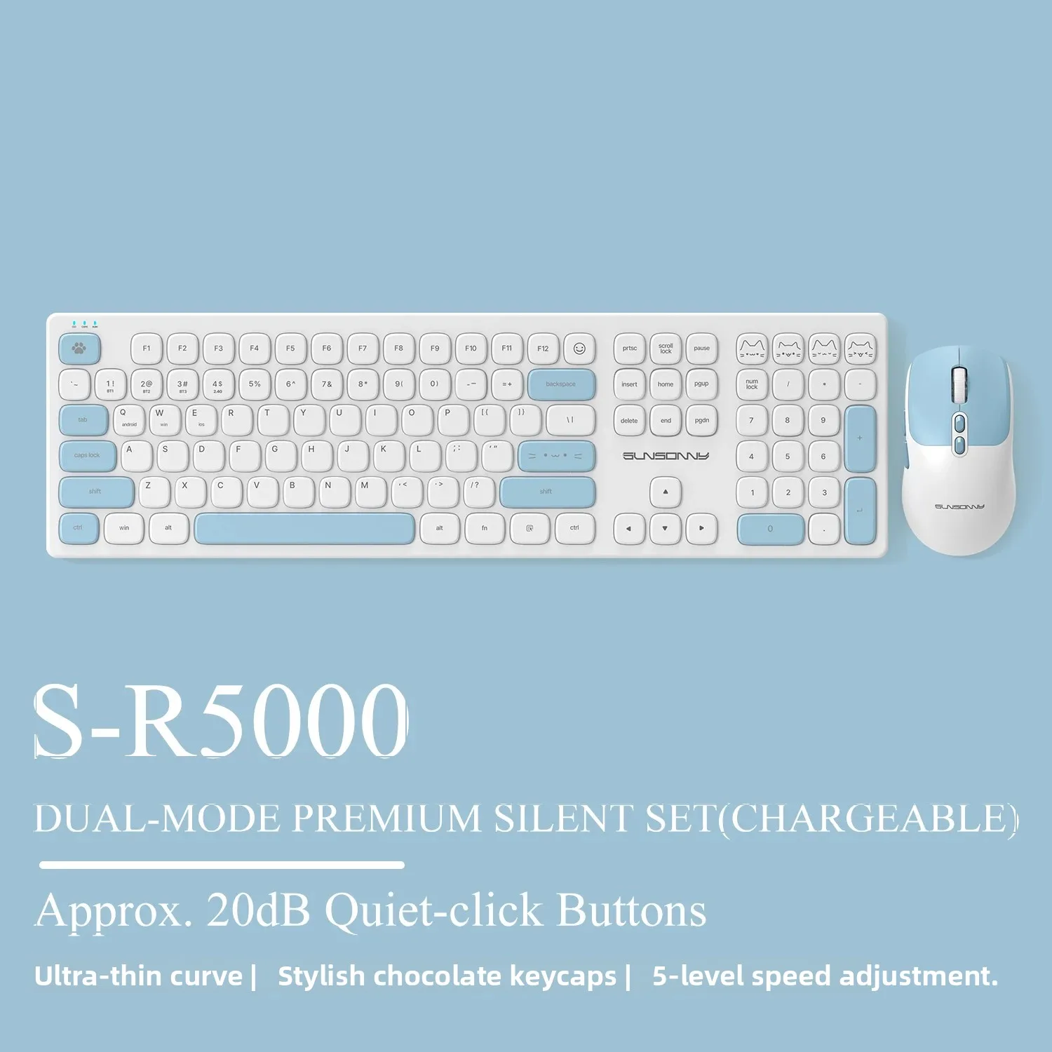 Cute Silent Keyboard and Mouse - Desk Setup Keyboard reseña y precio