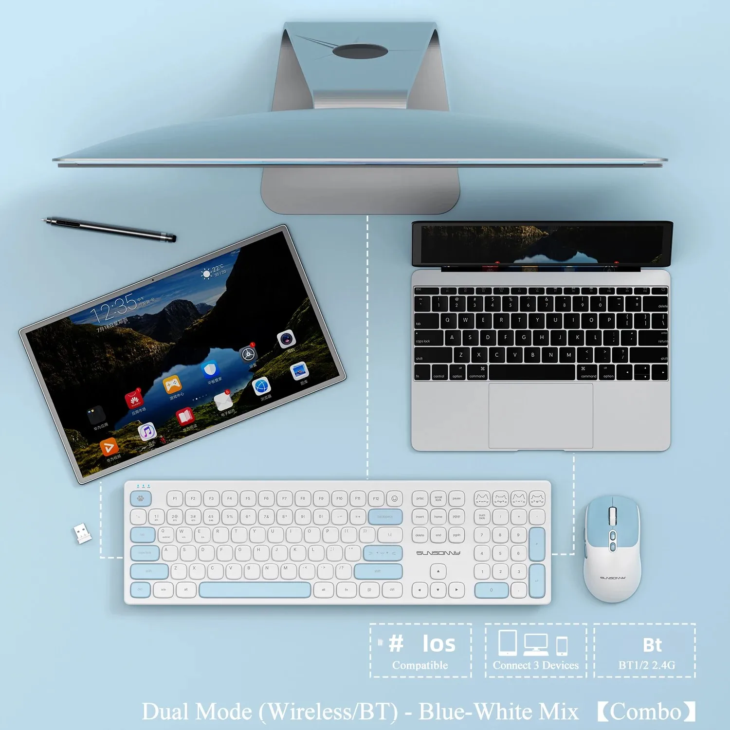 Cute Silent Keyboard and Mouse - Desk Setup Keyboard reseña y precio