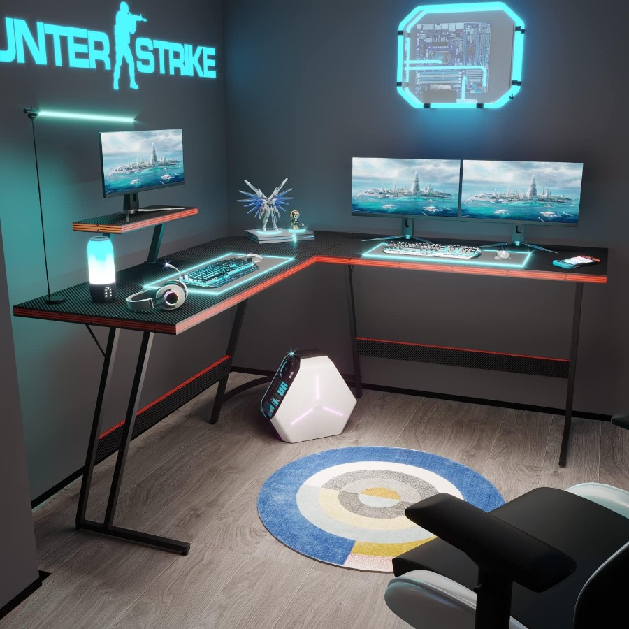 L Shaped Gaming Desk with Larg - Desk Setup L Shaped reseña y precio