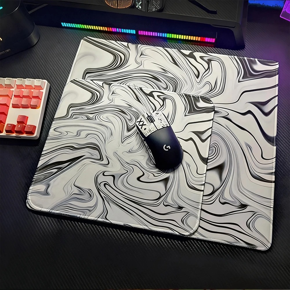 Aesthetic Marble Swirl Tablecl - Desk Setup Black And White reseña y precio