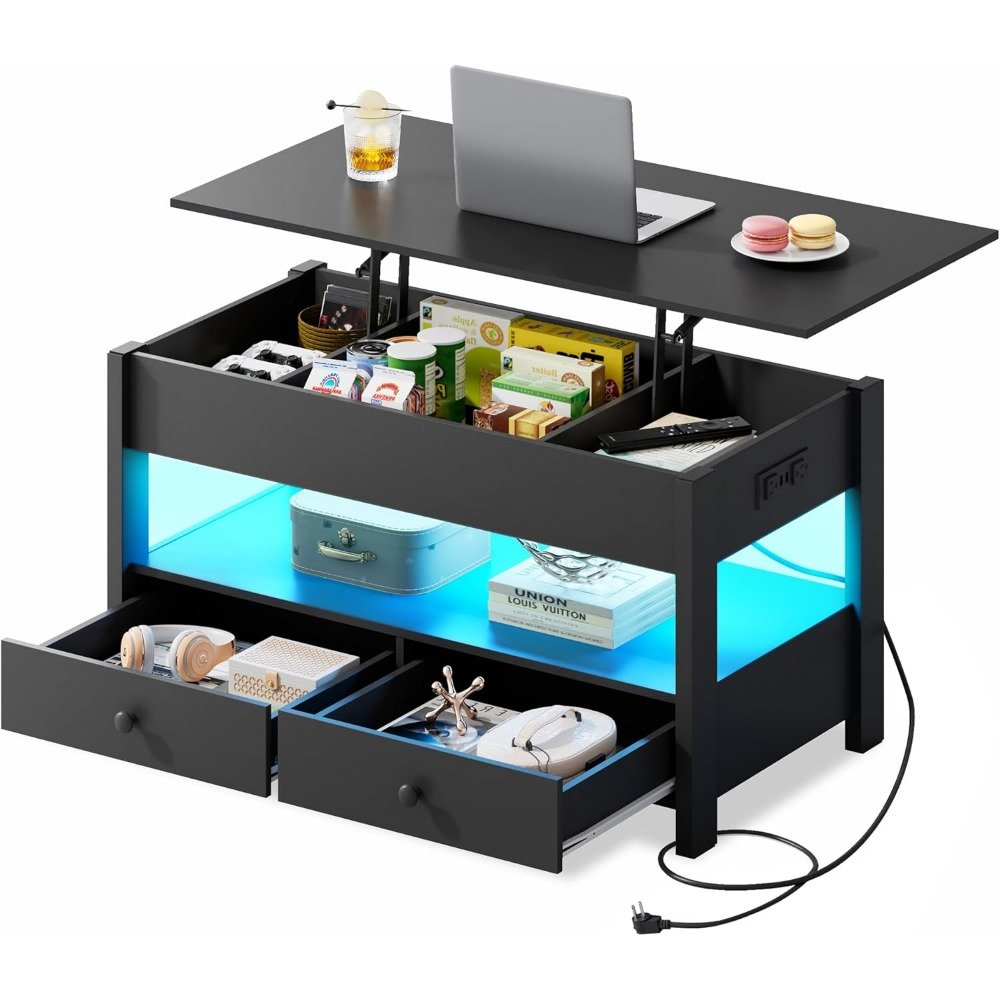 WLIVE Black Lift Top Coffee Ta - Desk Drawer Unit reseña y precio