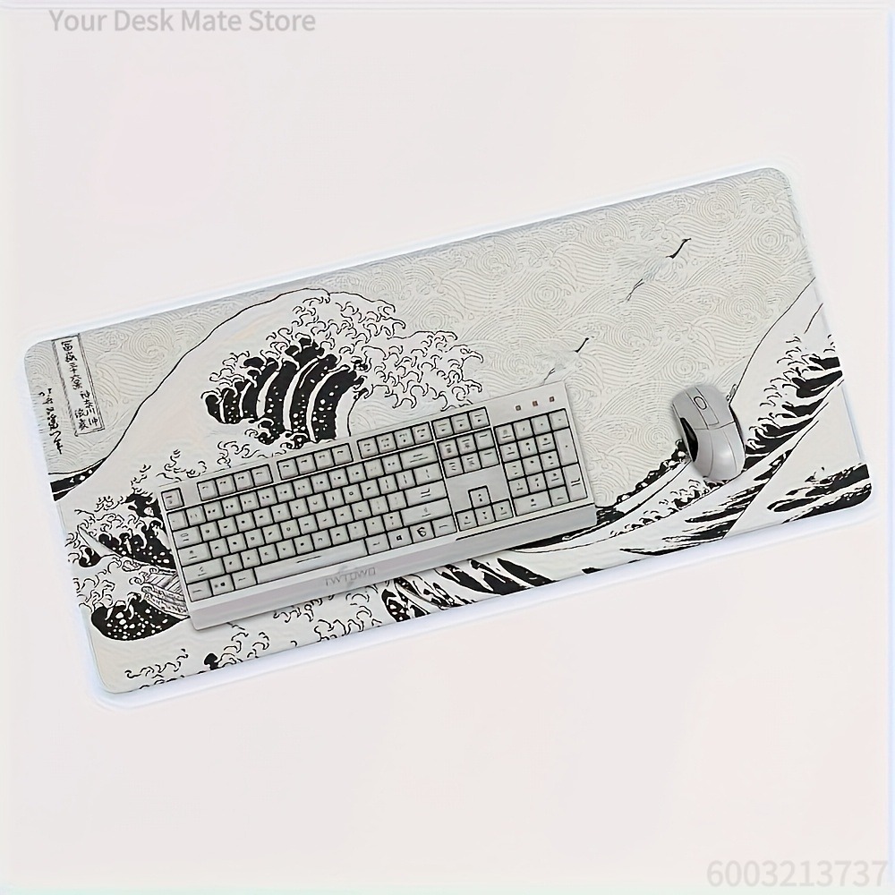 Black White Wave Art XXL Desk  - Desk Setup Black And White reseña y precio