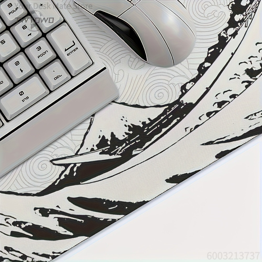 Black White Wave Art XXL Desk  - Desk Setup Black And White reseña y precio