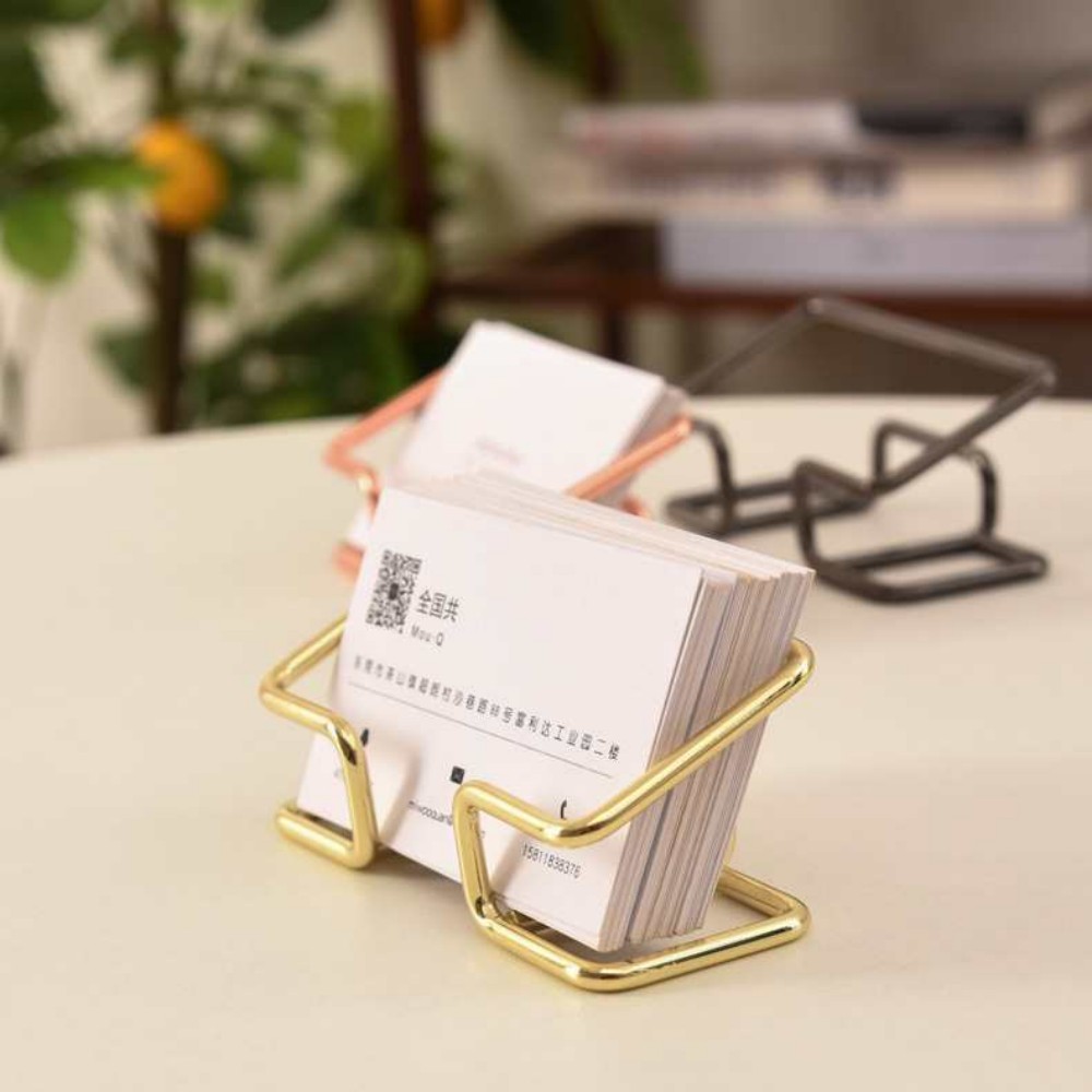 Gold Metal Business Card Holde - Korean Desk Setup reseña y precio