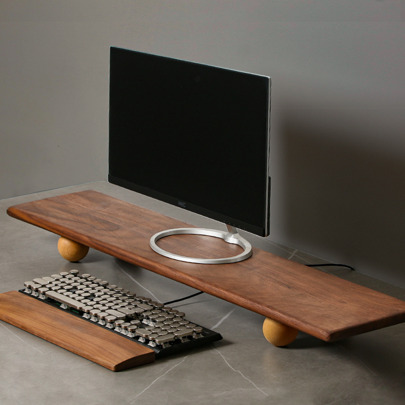 Solid Wood Monitor Riser Lapto - Desk Setup With Laptop And Monitor reseña y precio