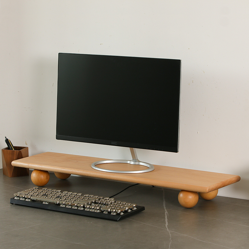 Solid Wood Monitor Riser Lapto - Desk Setup With Laptop And Monitor reseña y precio