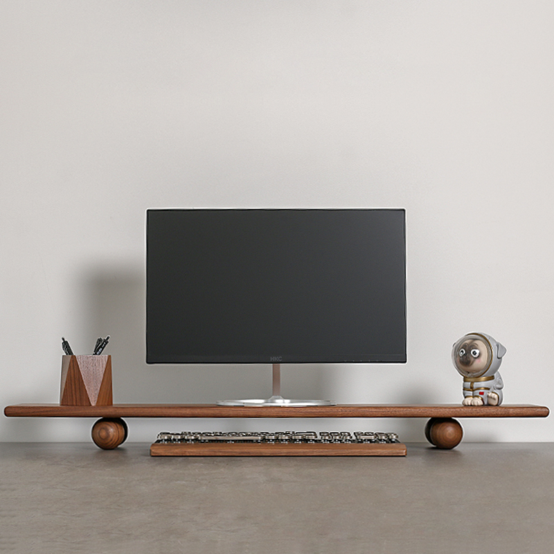 Solid Wood Monitor Riser Lapto - Desk Setup With Laptop And Monitor reseña y precio