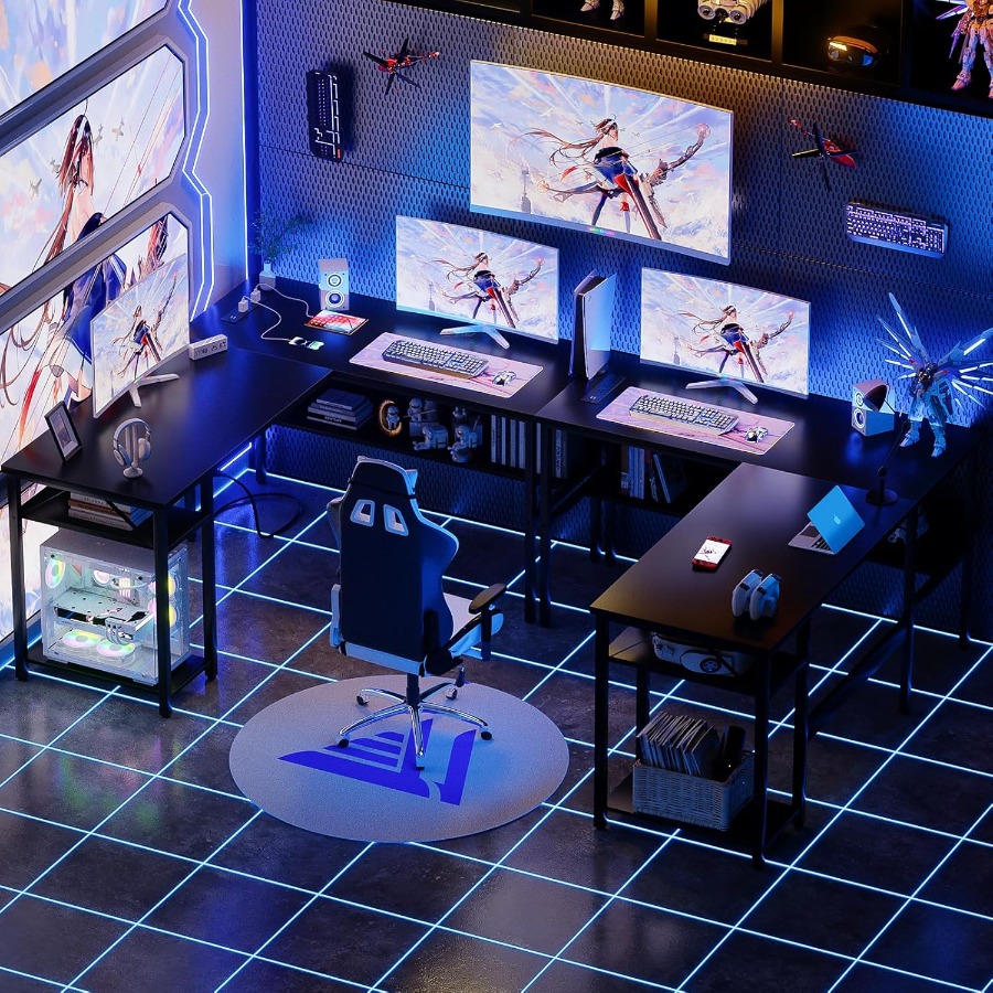Reversible L Shaped Desk with  - Desk Setup L Shaped reseña y precio