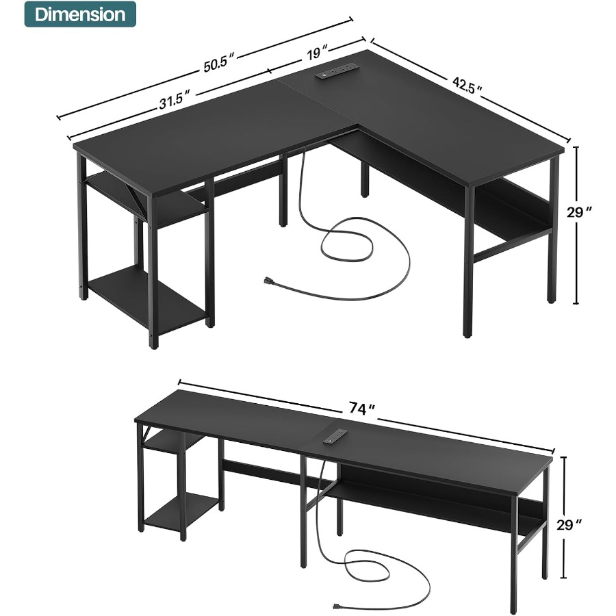 Reversible L Shaped Desk with  - Desk Setup L Shaped reseña y precio
