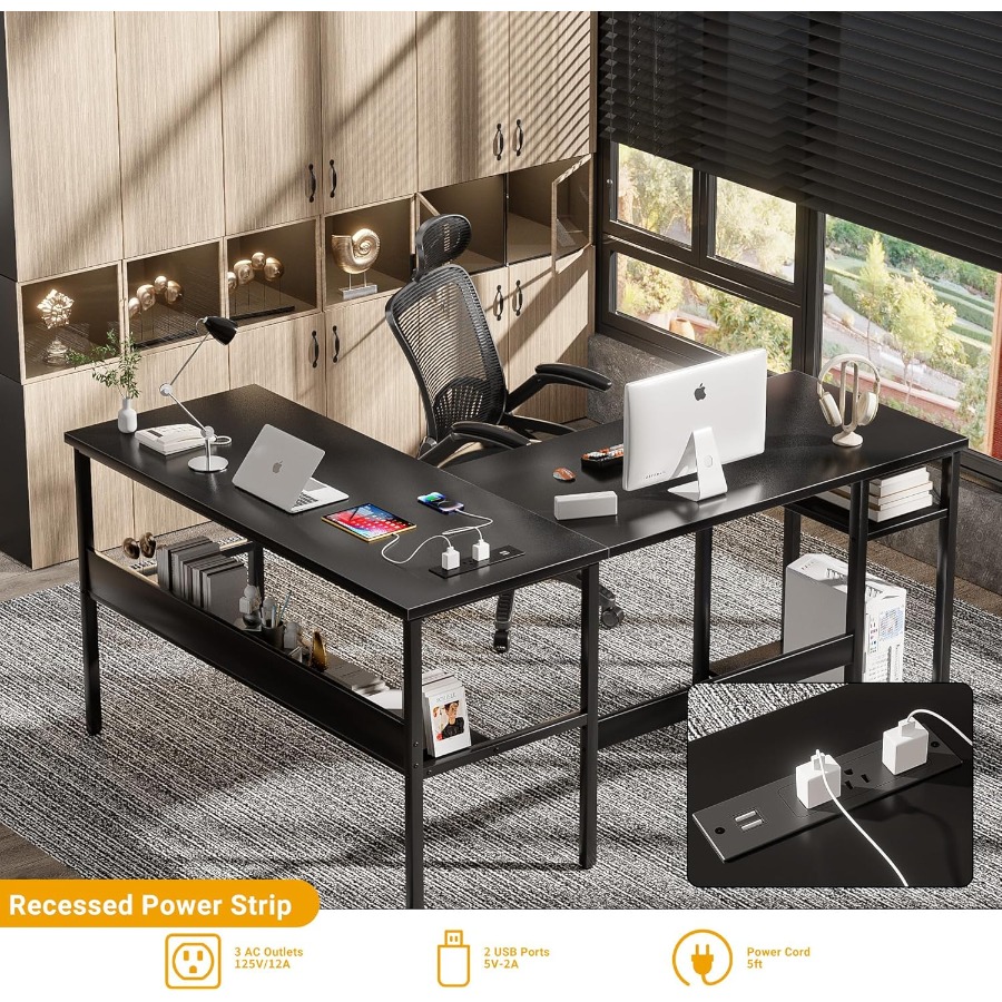 Reversible L Shaped Desk with  - Desk Setup L Shaped reseña y precio