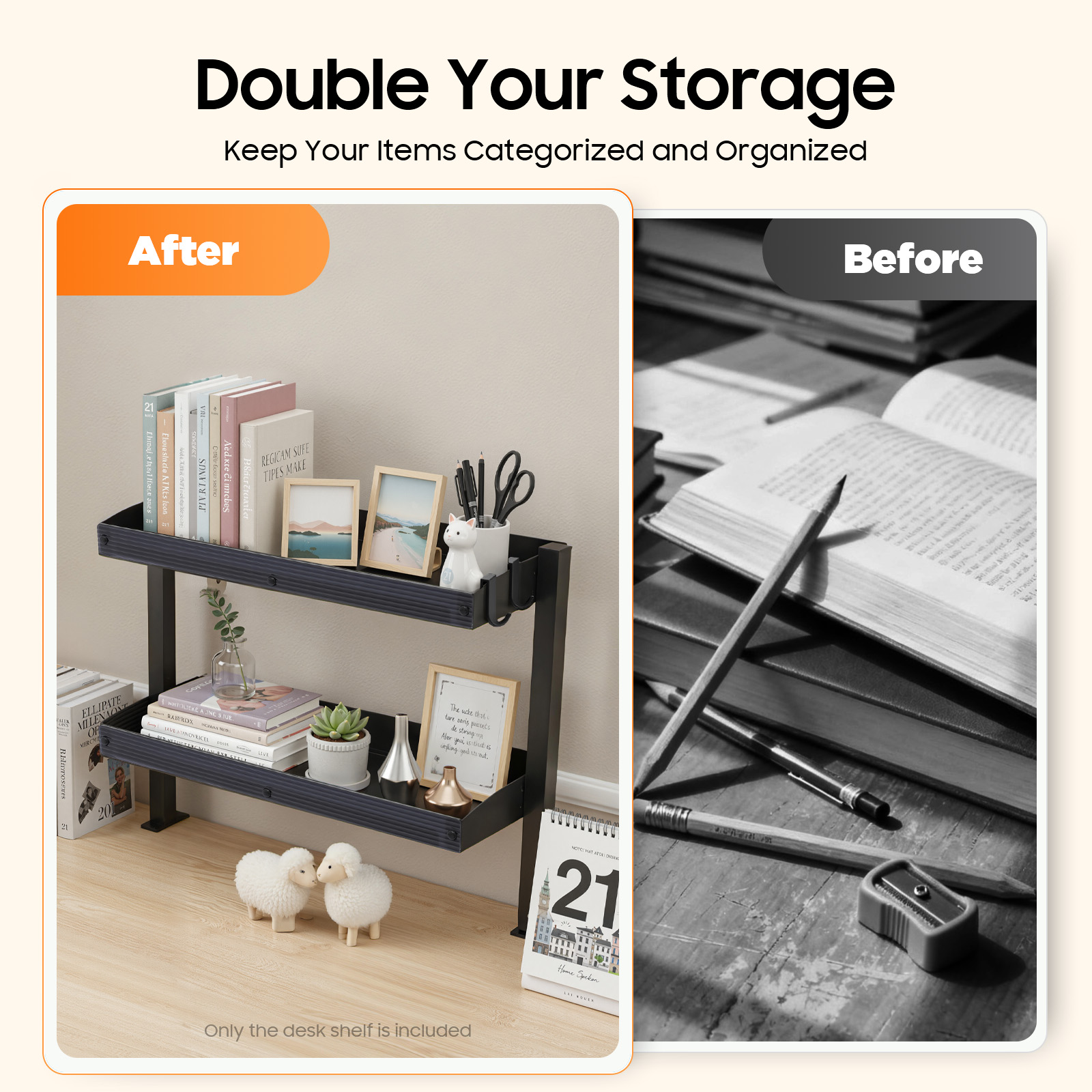 Clamp-on Desk Shelf,Desktop or - Desk Setup Shelf reseña y precio