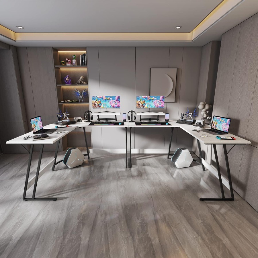 L Shaped Gaming Desk with Larg - Desk Setup L Shaped reseña y precio