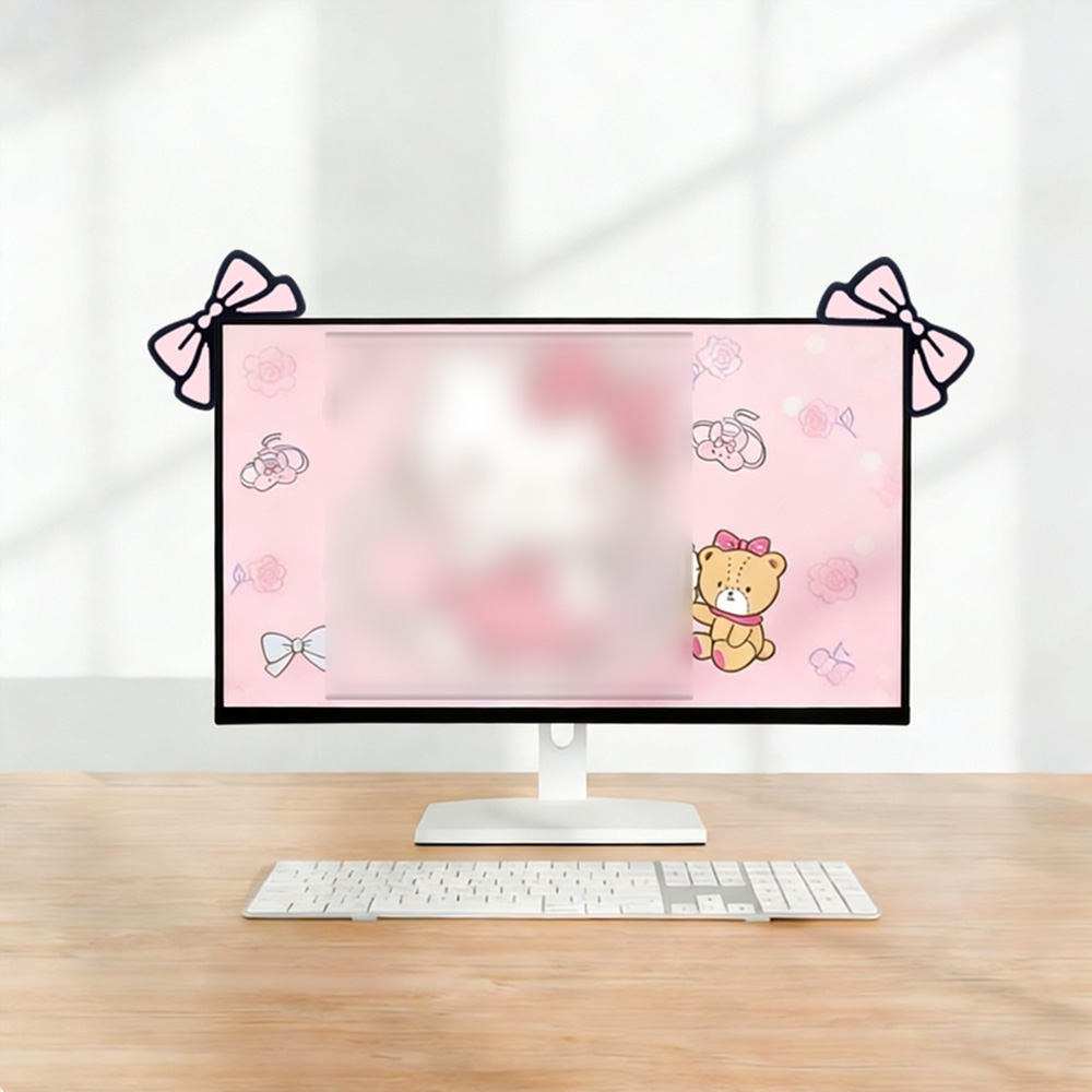 Cute Pink Bow Monitor Decor Ka - Desk Setup With Laptop And Monitor reseña y precio