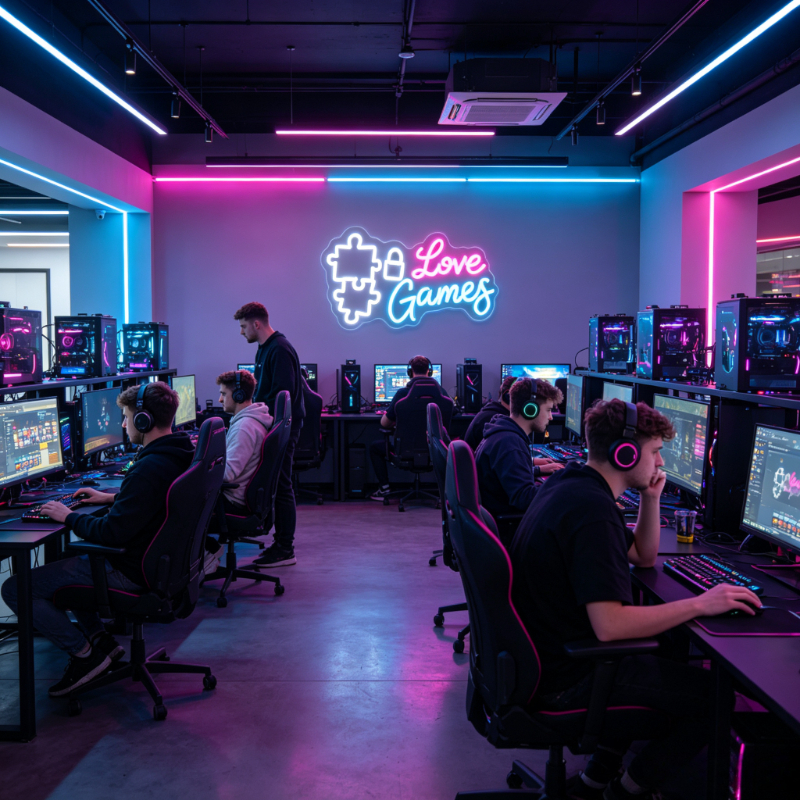 Love Games Neon Sign LED Gamin - Desk Setup Videos reseña y precio