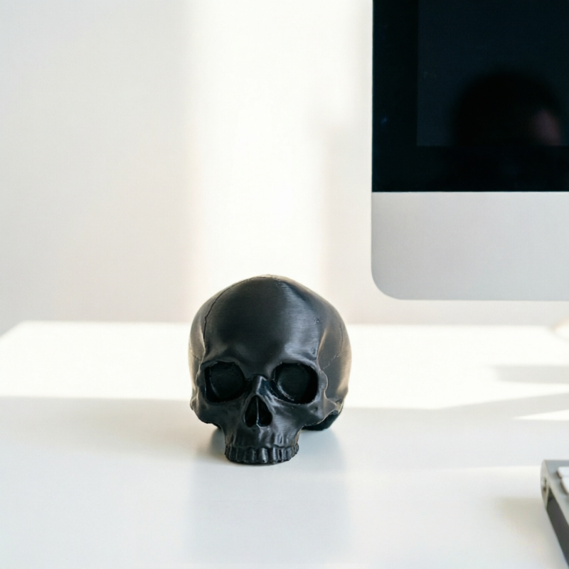 Skull Monitor Ornament, Gothic - Desk Setup Black And White reseña y precio