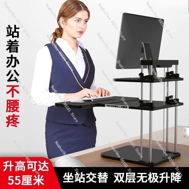 Height-Adjustable Standing Des - Desk Setup With Laptop And Monitor reseña y precio