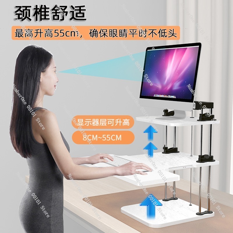 Height-Adjustable Standing Des - Desk Setup With Laptop And Monitor reseña y precio
