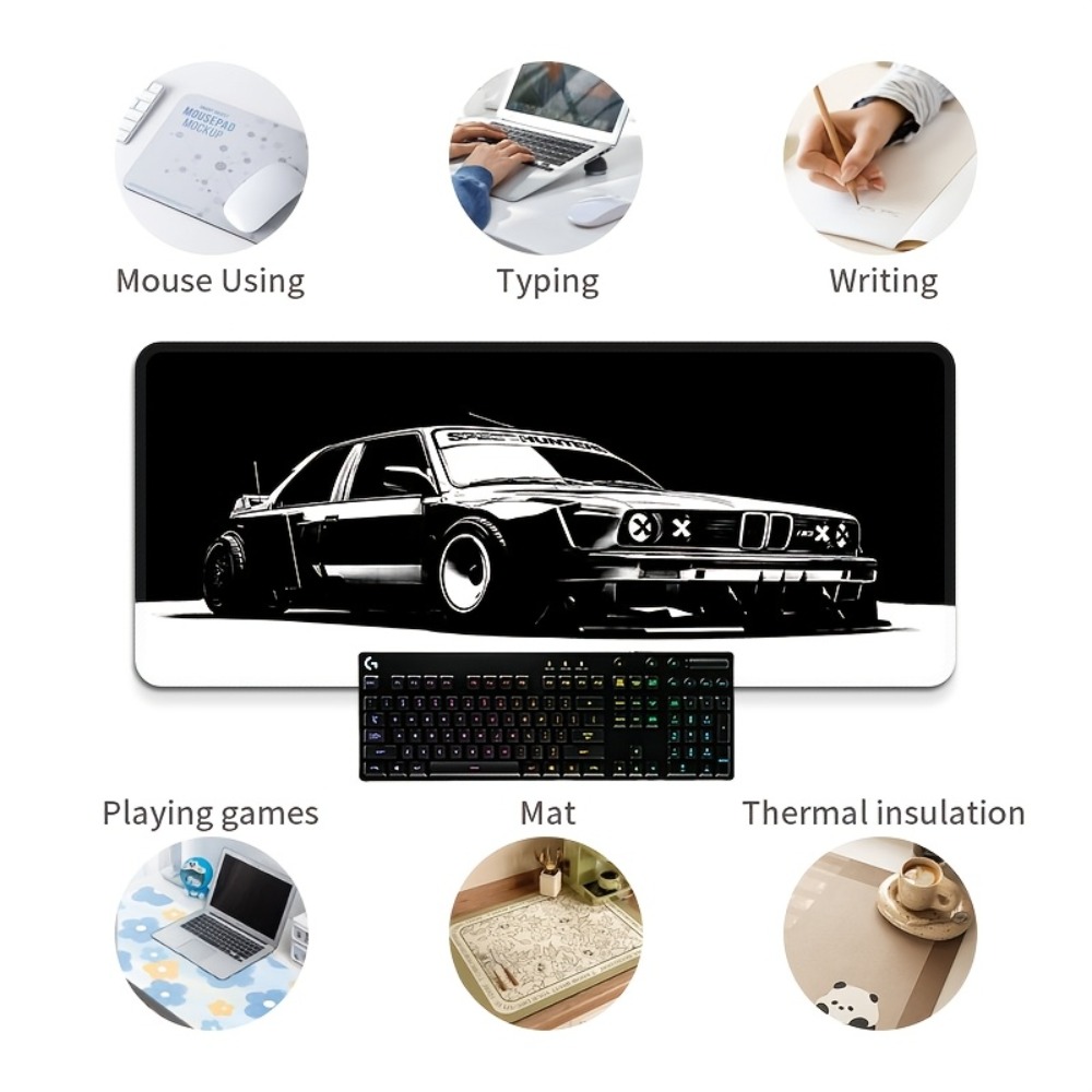 Large Black White Car Gaming M - Desk Setup Black And White reseña y precio