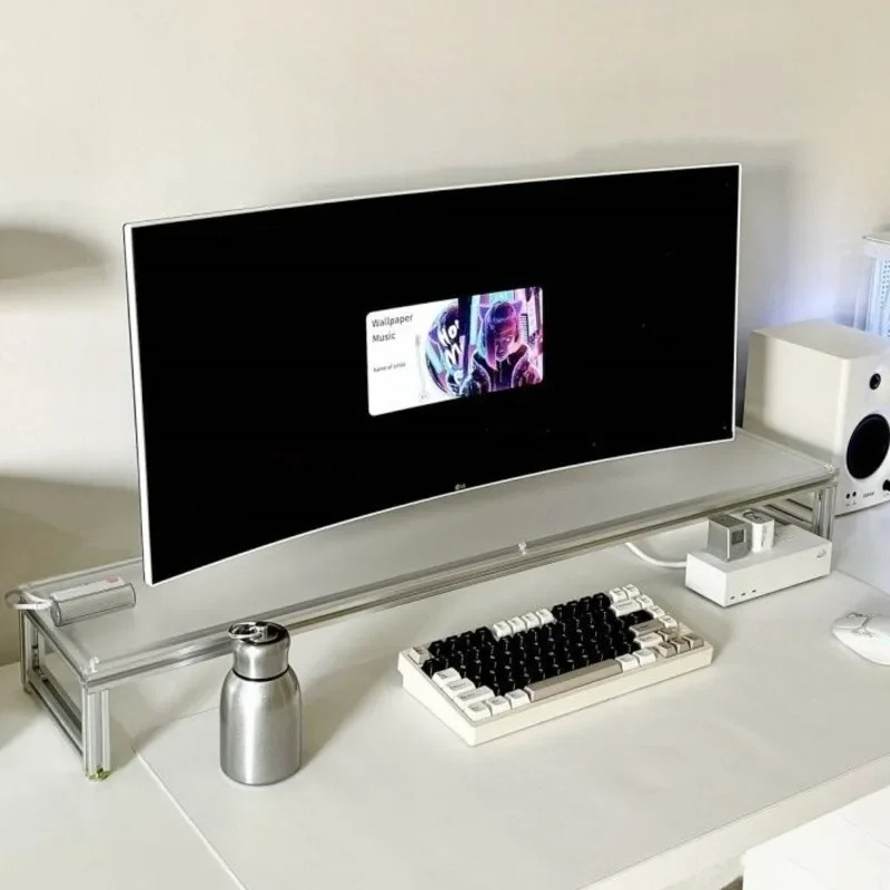 Aluminum Monitor Stand Acrylic - Desk Setup With Laptop And Monitor reseña y precio