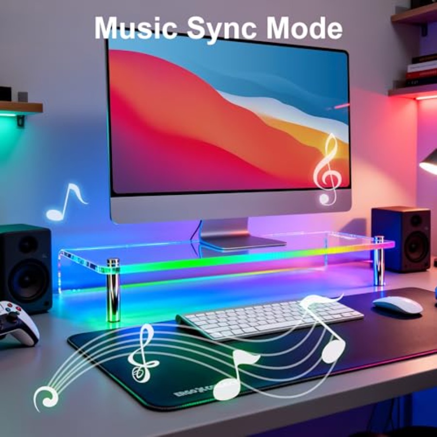 Acrylic Monitor Stand with WRG - Desk Setup With Laptop And Monitor reseña y precio