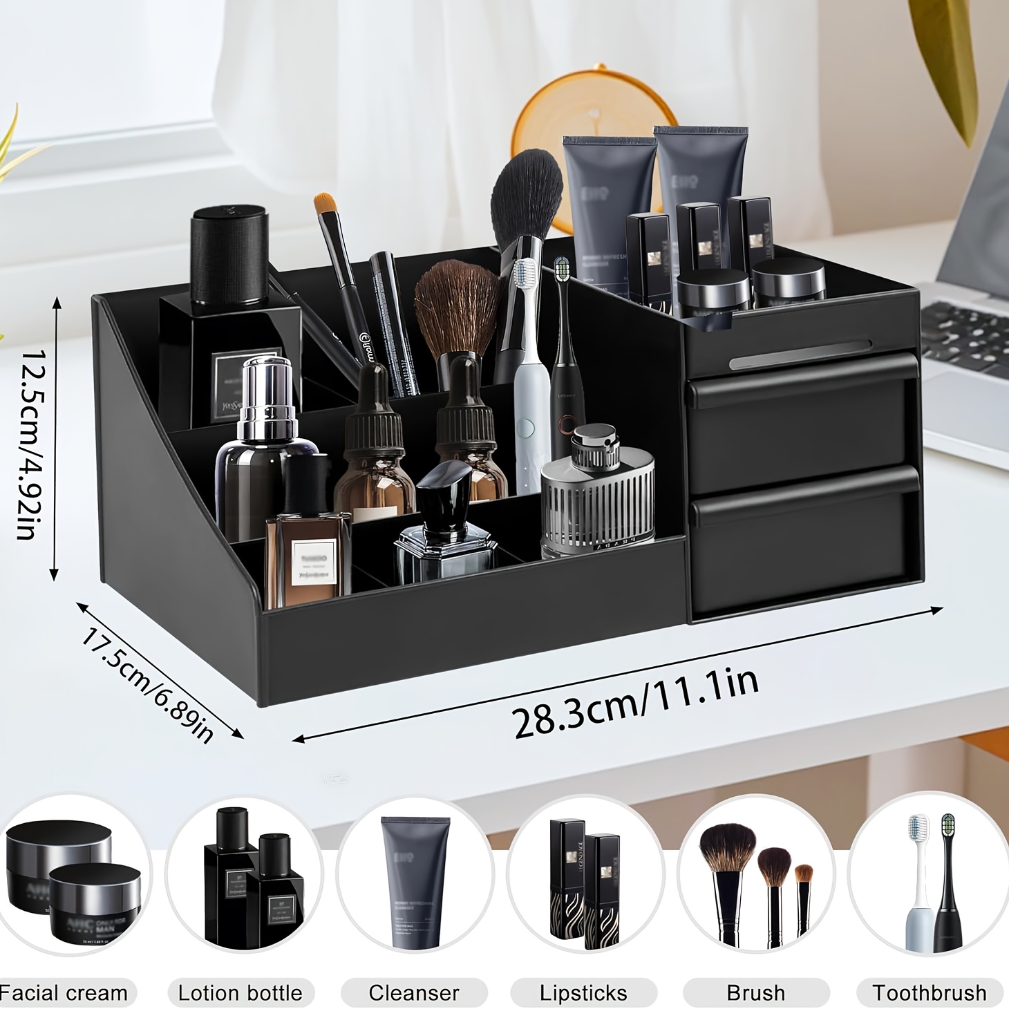 Desktop Cosmetic Organizer wit - Desk Drawer Unit reseña y precio