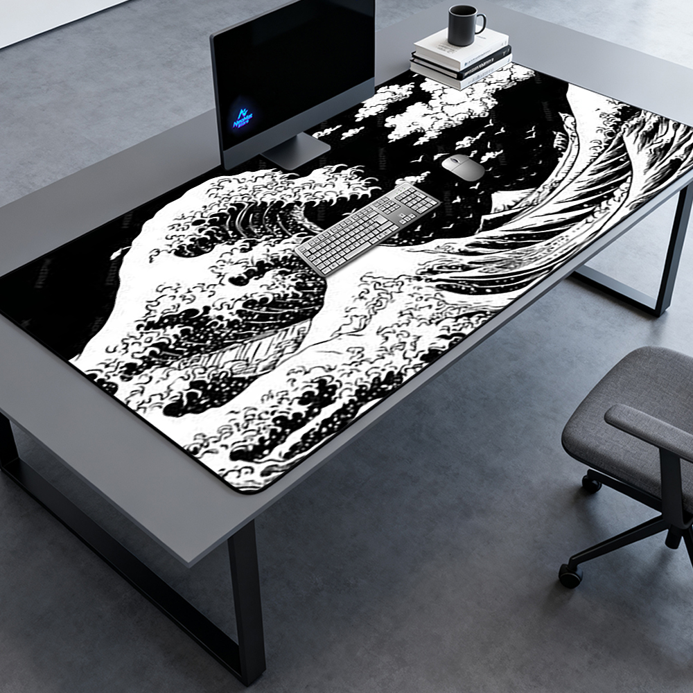 Great Wave Mouse Pad Kanagawa  - Desk Setup Black And White reseña y precio