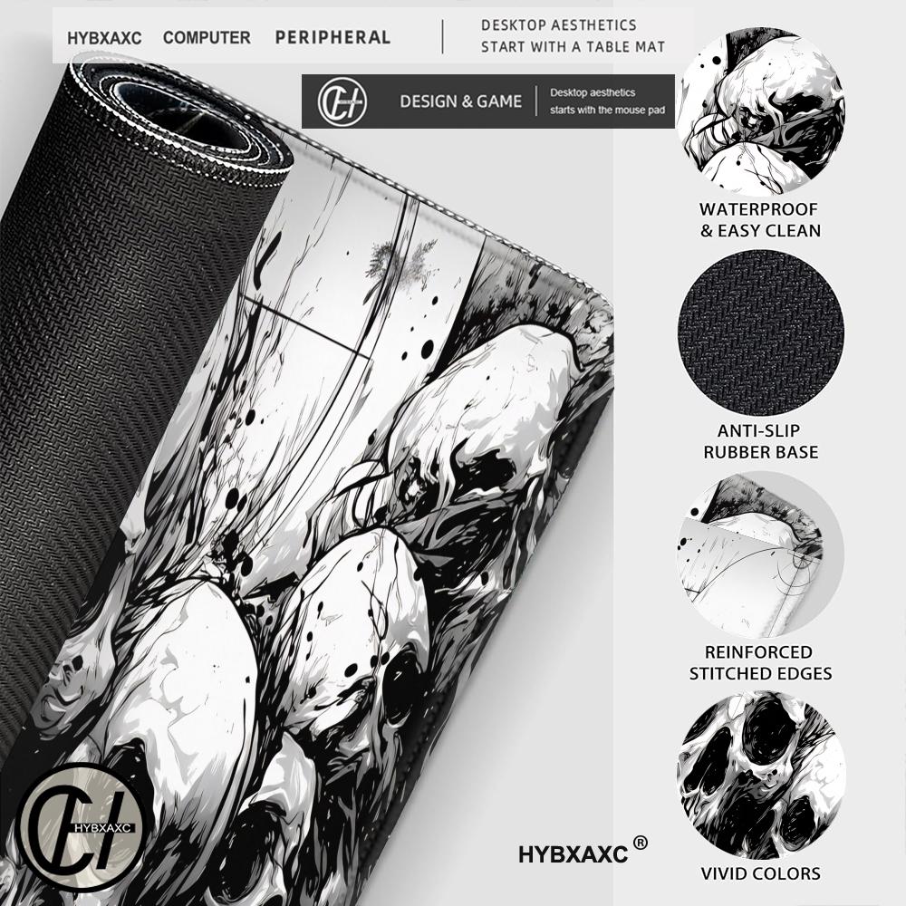 HYBXAXC Skull Desk Mat Horror  - Desk Setup Black And White reseña y precio