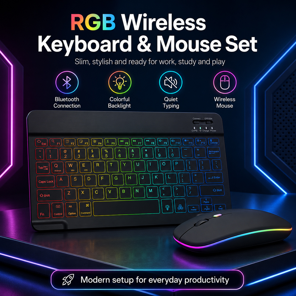 New Ultra Slim Portable 7 Colo - Desk Setup Keyboard reseña y precio