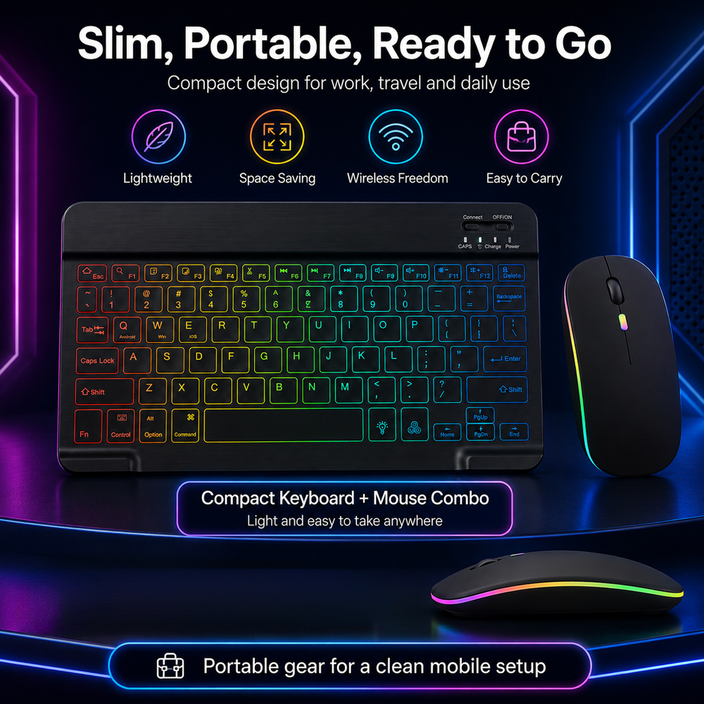 New Ultra Slim Portable 7 Colo - Desk Setup Keyboard reseña y precio