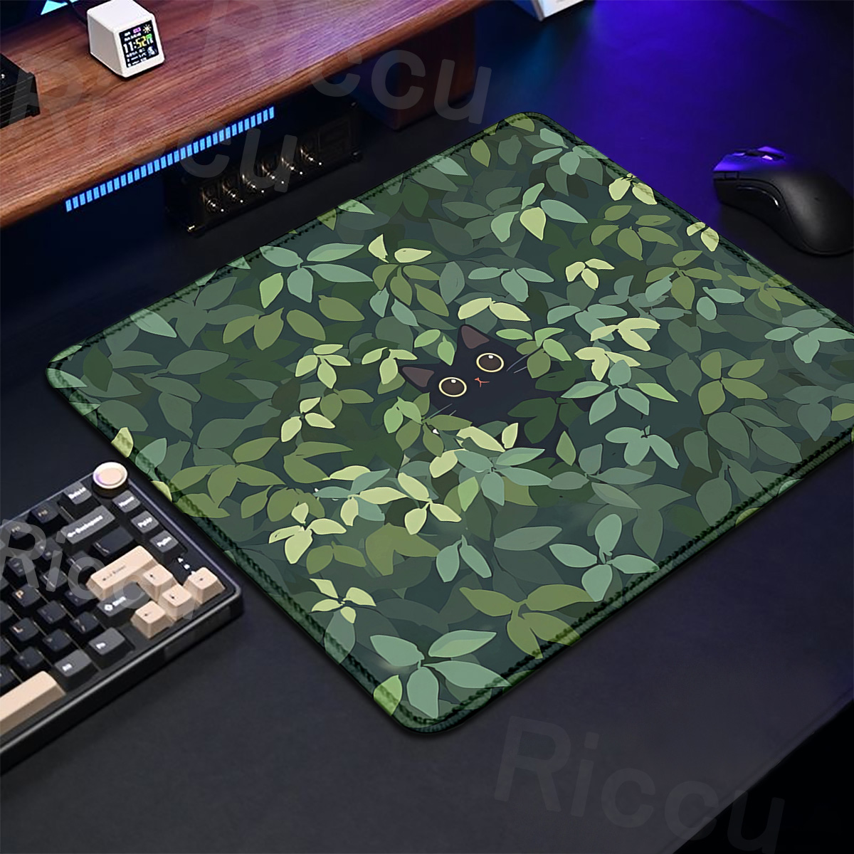 Kawaii Black Cat Mousepad 18x2 - Korean Desk Setup reseña y precio