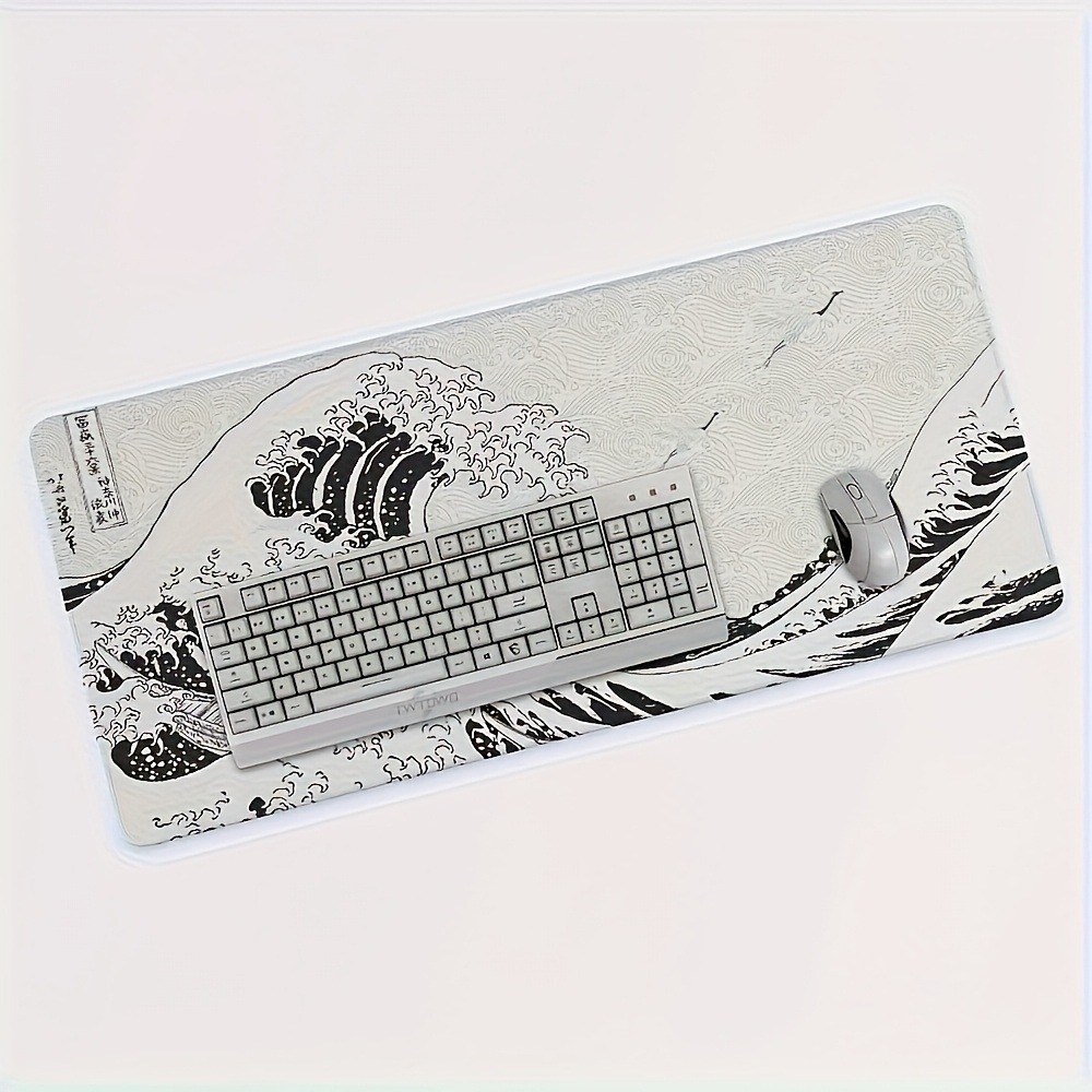 Black White Wave Art Desk Mat  - Desk Setup Black And White reseña y precio