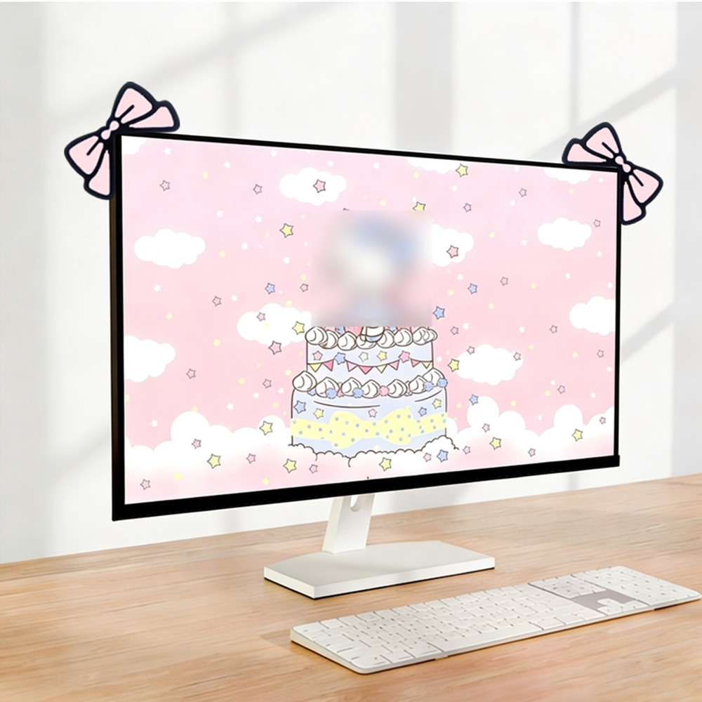 Cute Pink Bow Monitor Decor Ka - Desk Setup With Laptop And Monitor reseña y precio
