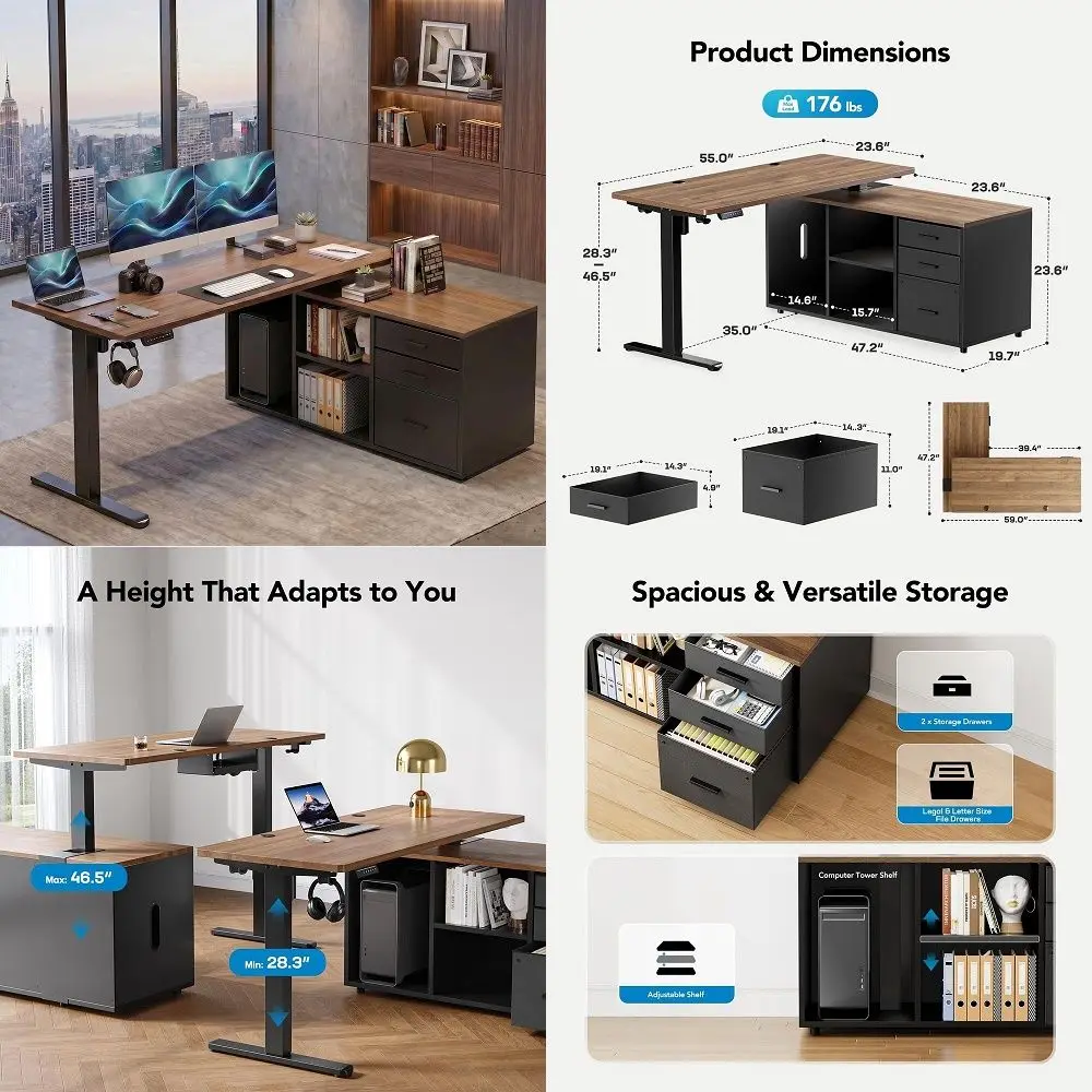 55 Inch L Shaped Standing Desk - Desk Setup L Shaped reseña y precio