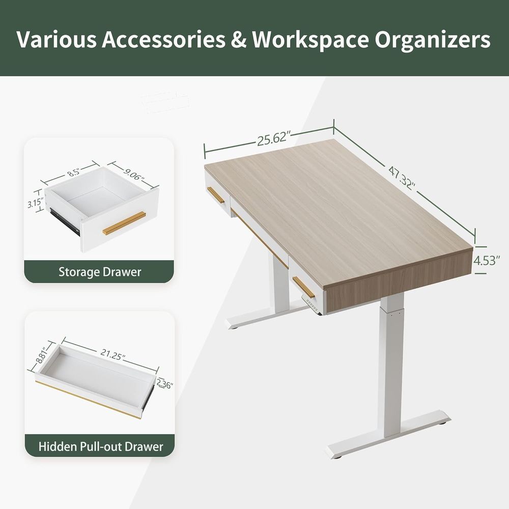 Electric Standing Desk, 3 Draw - Desk Drawer Unit reseña y precio