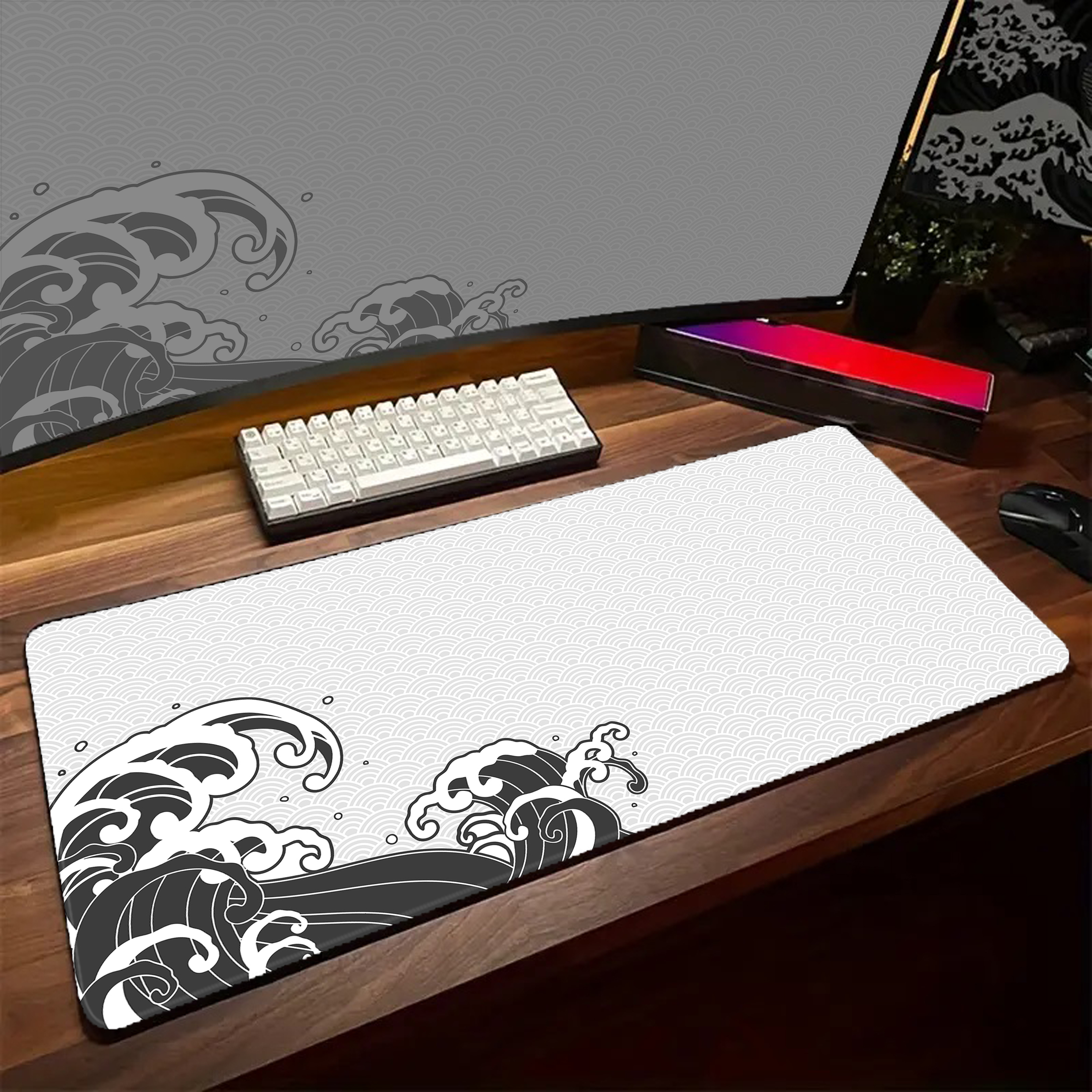 Game Mousepad Large Black and  - Desk Setup Black And White reseña y precio