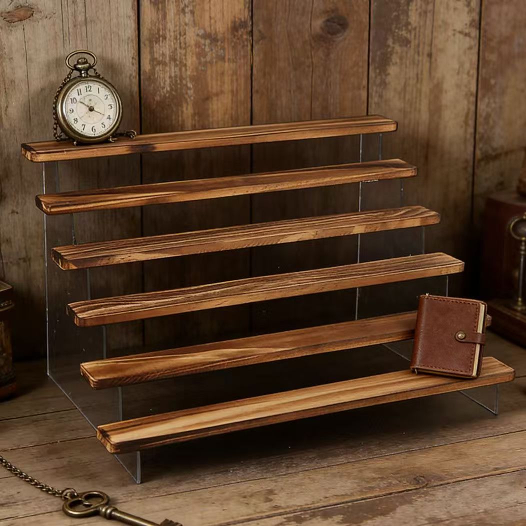 Charred Wooden Step Display St - Desk Setup Shelf reseña y precio