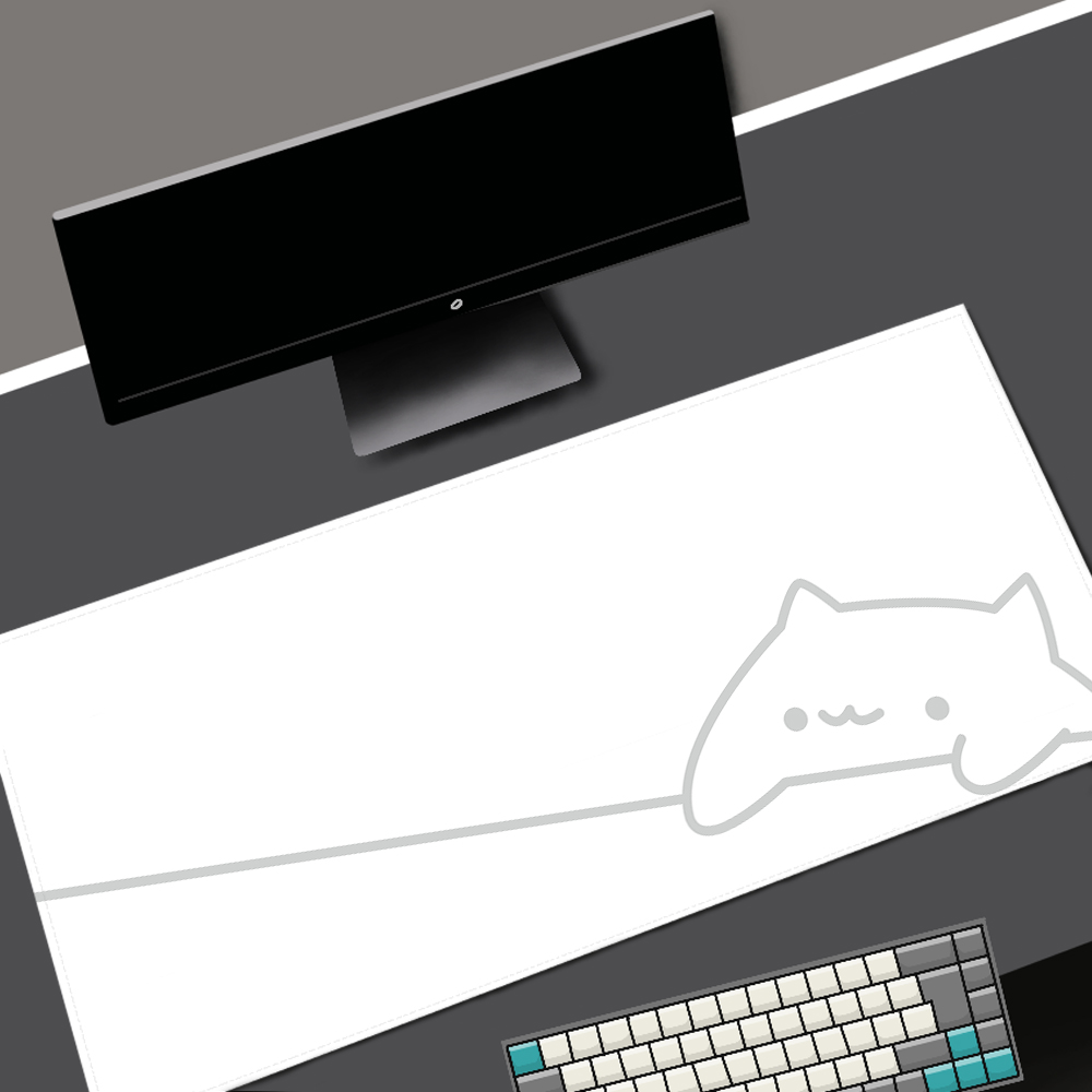 White Deskmat Black Cat Kawaii - Korean Desk Setup reseña y precio