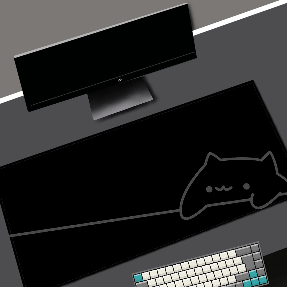 White Deskmat Black Cat Kawaii - Korean Desk Setup reseña y precio