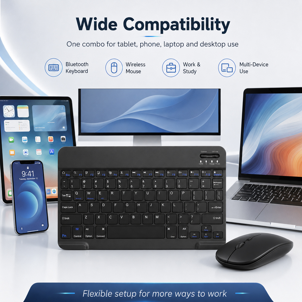 Bluetooth Wireless Keyboard Fo - Desk Setup Keyboard reseña y precio