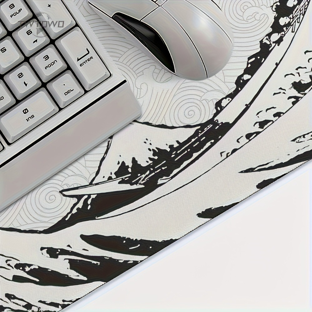 Black White Wave Art XXL Desk  - Desk Setup Black And White reseña y precio