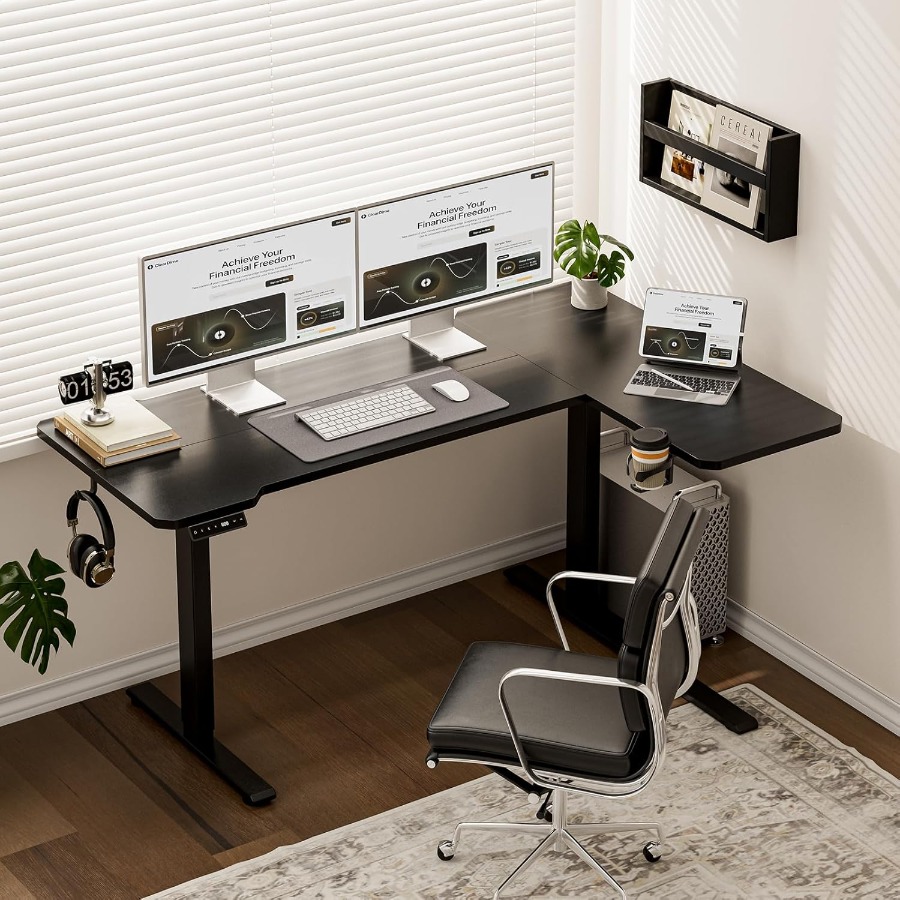 59 Inch L Shaped Adjustable He - Desk Setup L Shaped reseña y precio
