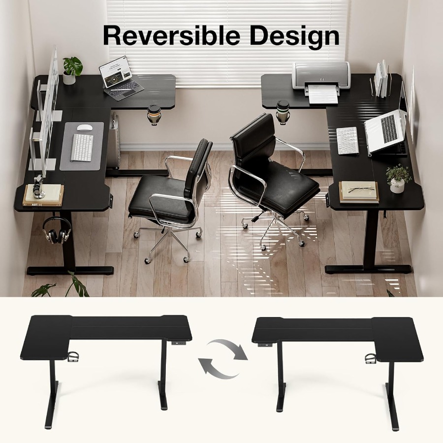 59 Inch L Shaped Adjustable He - Desk Setup L Shaped reseña y precio