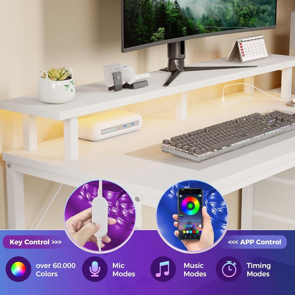 White 52 L-Shaped Gaming Desk  - Desk Setup L Shaped reseña y precio